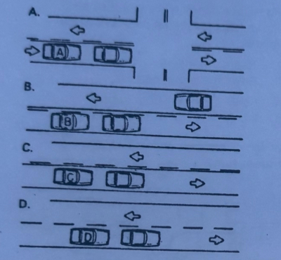 <p>Which of the cars below can pass safely?</p>
