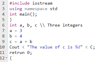 <p>The following program has one or more errors. Find the error.</p>