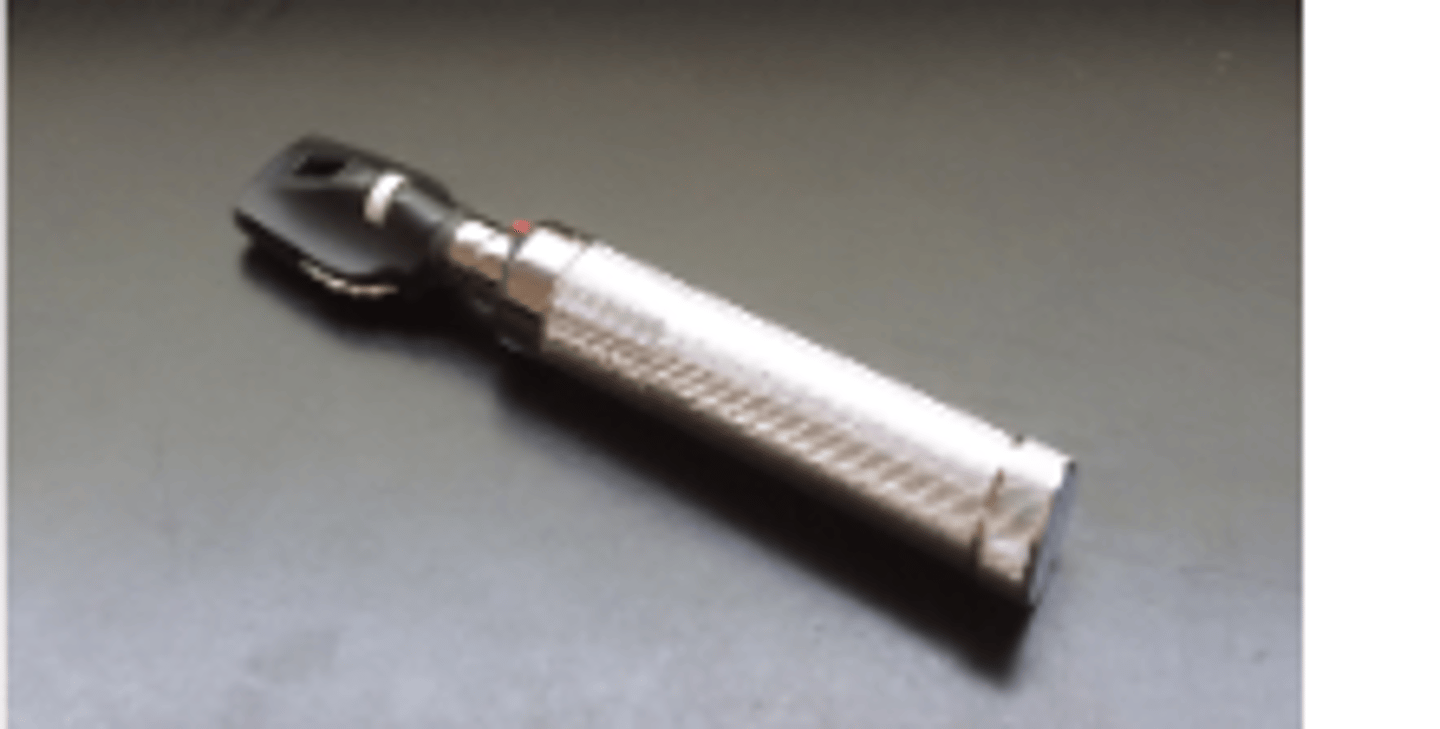 <p>-an instrument used to examine the eye</p><p>-allows examination of the fundus and optic nerve</p>
