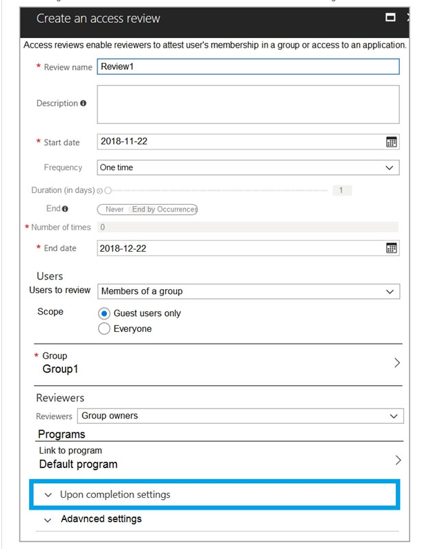 <p><span>You have an Azure Active Directory (Azure AD) tenant named </span><a target="_blank" rel="noopener noreferrer nofollow" class="link" href="http://contoso.com" download="true"><span>contoso.com</span></a><span> that contains the users shown in the following table:</span></p><table style="min-width: 75px"><colgroup><col style="min-width: 25px"><col style="min-width: 25px"><col style="min-width: 25px"></colgroup><tbody><tr><td colspan="1" rowspan="1" style="height:16.5pt;width:89pt"><p><span>Name</span></p></td><td colspan="1" rowspan="1" style="width:48pt"><p><span>Type</span></p></td><td colspan="1" rowspan="1" style="width:184pt"><p><span>Member of</span></p></td></tr><tr><td colspan="1" rowspan="1" style="height:16.5pt"><p><span>User1</span></p></td><td colspan="1" rowspan="1"><p><span>Member</span></p></td><td colspan="1" rowspan="1"><p><span>Group1</span></p></td></tr><tr><td colspan="1" rowspan="1" style="height:16.5pt"><p><span>User2</span></p></td><td colspan="1" rowspan="1"><p><span>Guest</span></p></td><td colspan="1" rowspan="1"><p><span>Group1</span></p></td></tr><tr><td colspan="1" rowspan="1" style="height:16.5pt"><p><span>User3</span></p></td><td colspan="1" rowspan="1"><p><span>Member</span></p></td><td colspan="1" rowspan="1"><p><span>None</span></p></td></tr><tr><td colspan="1" rowspan="1" style="height:16.5pt"><p><span>UserA</span></p></td><td colspan="1" rowspan="1"><p><span>Member</span></p></td><td colspan="1" rowspan="1"><p><span>Group2</span></p></td></tr><tr><td colspan="1" rowspan="1" style="height:16.5pt"><p><span>UserB</span></p></td><td colspan="1" rowspan="1"><p><span>Guest</span></p></td><td colspan="1" rowspan="1"><p><span>Group2</span></p></td></tr></tbody></table><p></p><img src="https://knowt-user-attachments.s3.amazonaws.com/b0bcd363-0808-40dd-a792-fd1f2e1b619e.png" data-width="100%" data-align="center"><p><span>User3 is the owner of Group1.</span><br><span>Group2 is a member of Group1.</span><br><span>You configure an access review named Review1 as shown in the following exhibit(1st pic):</span></p><p></p><p><span>For each of the following statements, select Yes if the statement is true. Otherwise, select No. (2nd pic)</span></p>