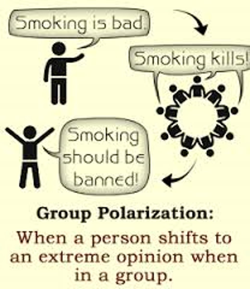 <p>when a group's decision making process results in a more extreme decision than its members would have made if deciding on their own</p>
