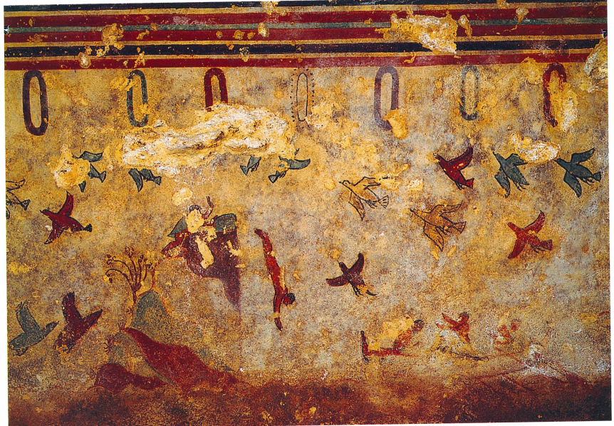 <p><span>Detail of the left wall of the second chamber of the tomb of Hunting and Fishing</span></p>