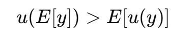 <p>This means the utility of the expected value is greater than the expected utility of the risky outcomes.</p>