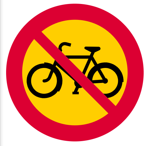<p>Förbud mot trafik med cykel och mped klass II</p>