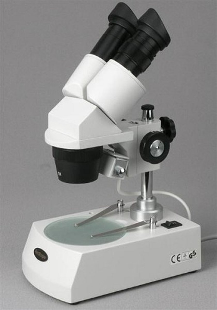 <p>A device for presenting one image to one eye and another image to the other eye. Small Magnification values.</p>