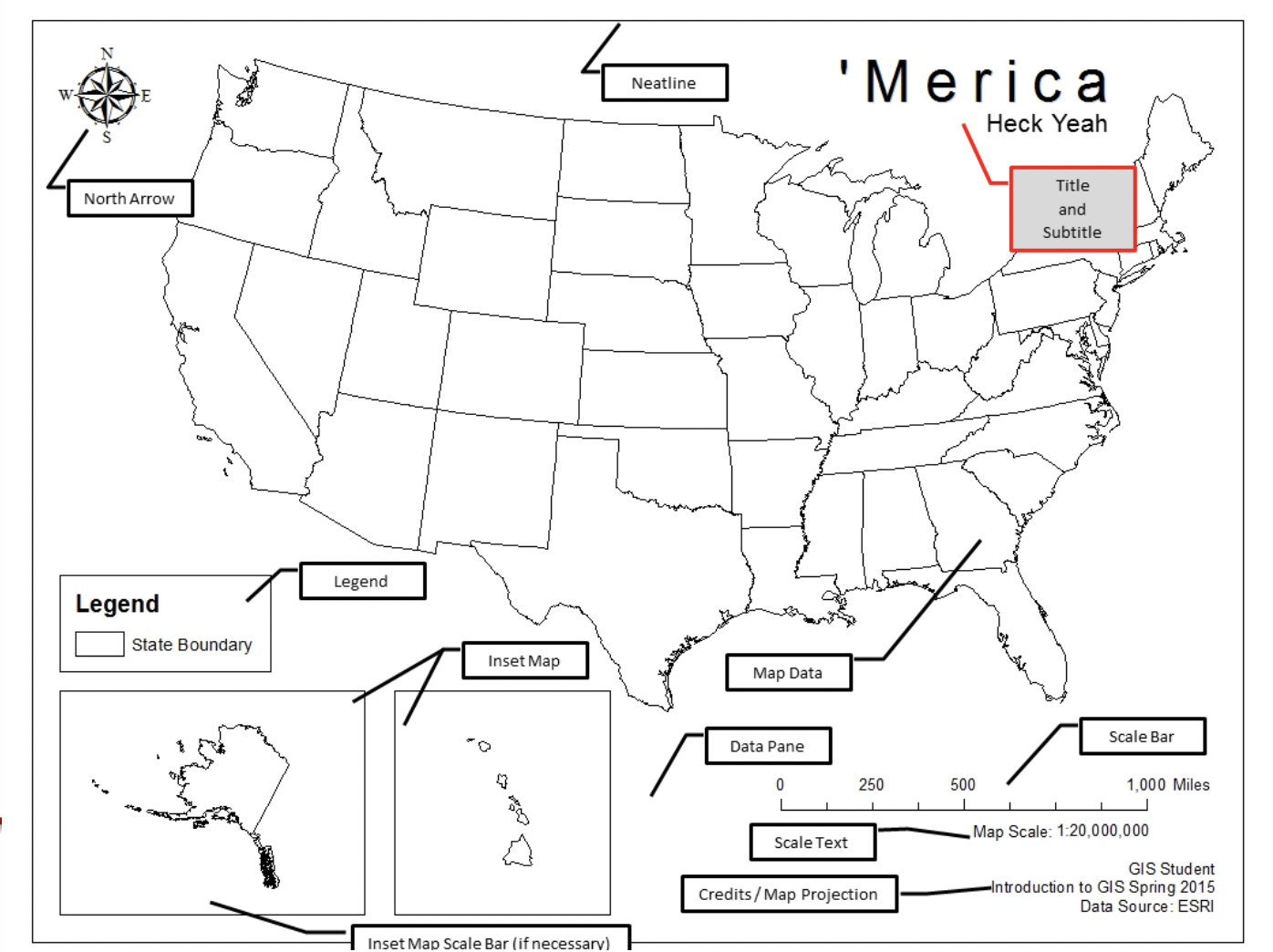 <p>About as subtle as the data source </p><p>Purpose is to inform, not attract attention </p><p>Fine line weights </p><p>Type should be among the smallest on the map </p><p>Units/length should be considered </p><p>Don’t forget inset maps </p>