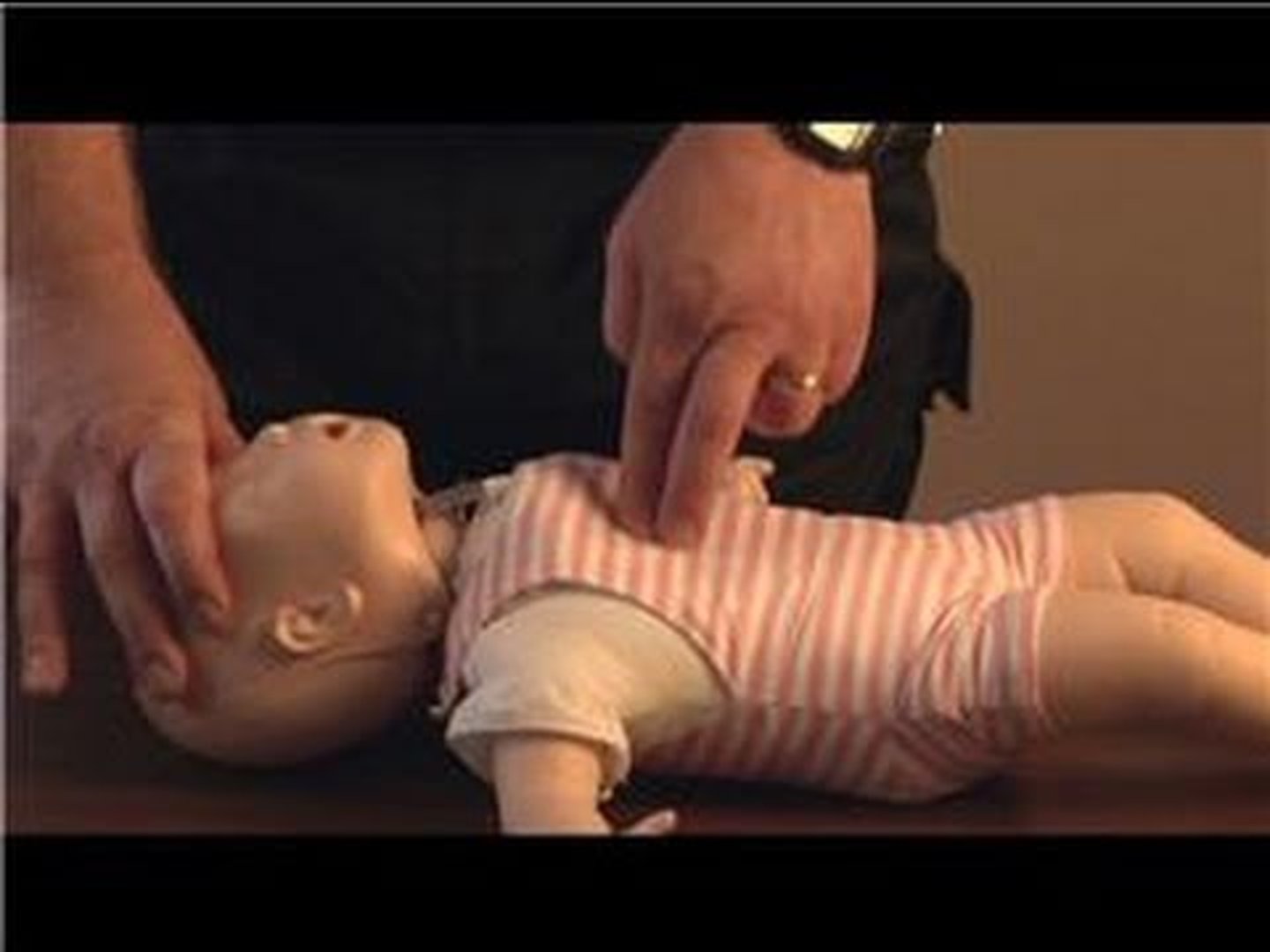<p>hand position: 2 or 3 fingers on lower half of chest, one finger width below nipple line</p><p>compression depth: 1/2 - 1 inch</p><p>cycle: 30 compressions, 2 breaths</p><p>rate: 30 compressions in 18 seconds</p>
