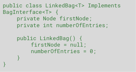 <p>Linked bag implementation </p>