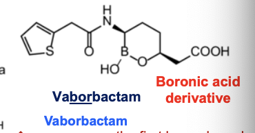<p>Vaborbactam → BLI do not contain <strong><em>acylamino side chain </em></strong></p>
