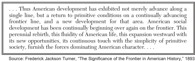 <p>Which geographic feature does Frederick Jackson Turner suggest as primary in the creation of the American character? </p>