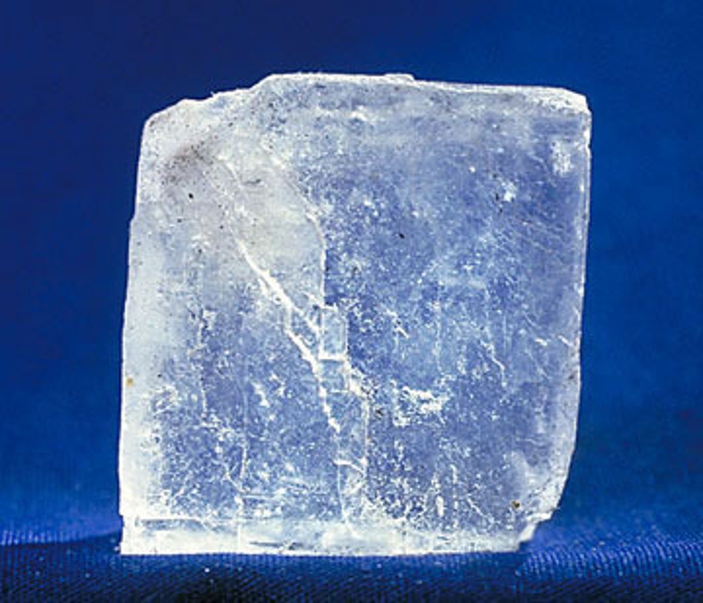 <p>Rock-forming mineral; hardness 2.5 (fingernail), clear to gray, three perfect cleavages at right angles (cubic), tastes salty</p>