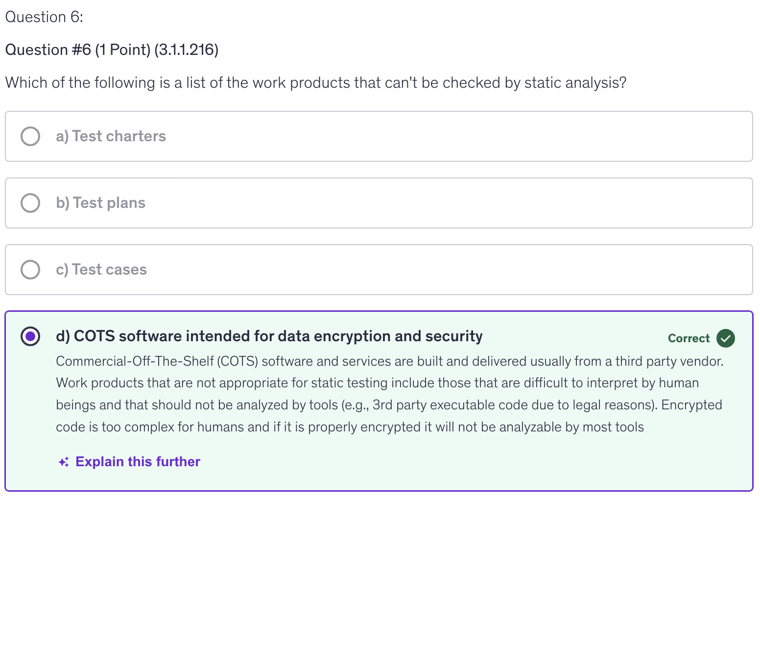 <p>d) COTS software intended for data encryption and security</p>