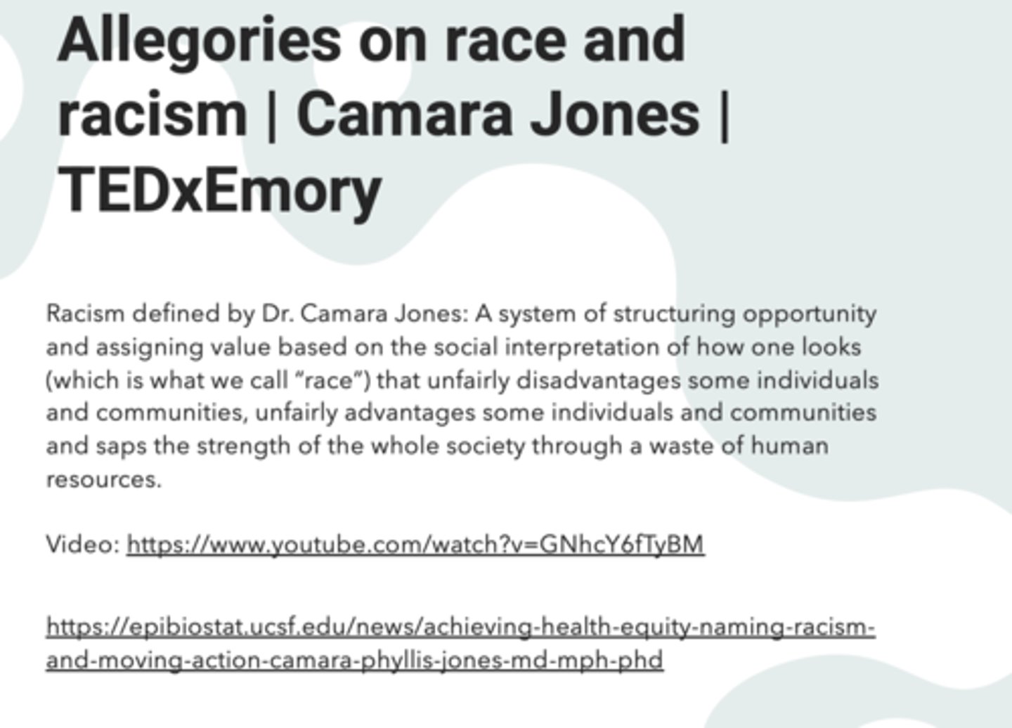 <p>Racism (defined by Dr. Camara Jones)</p>