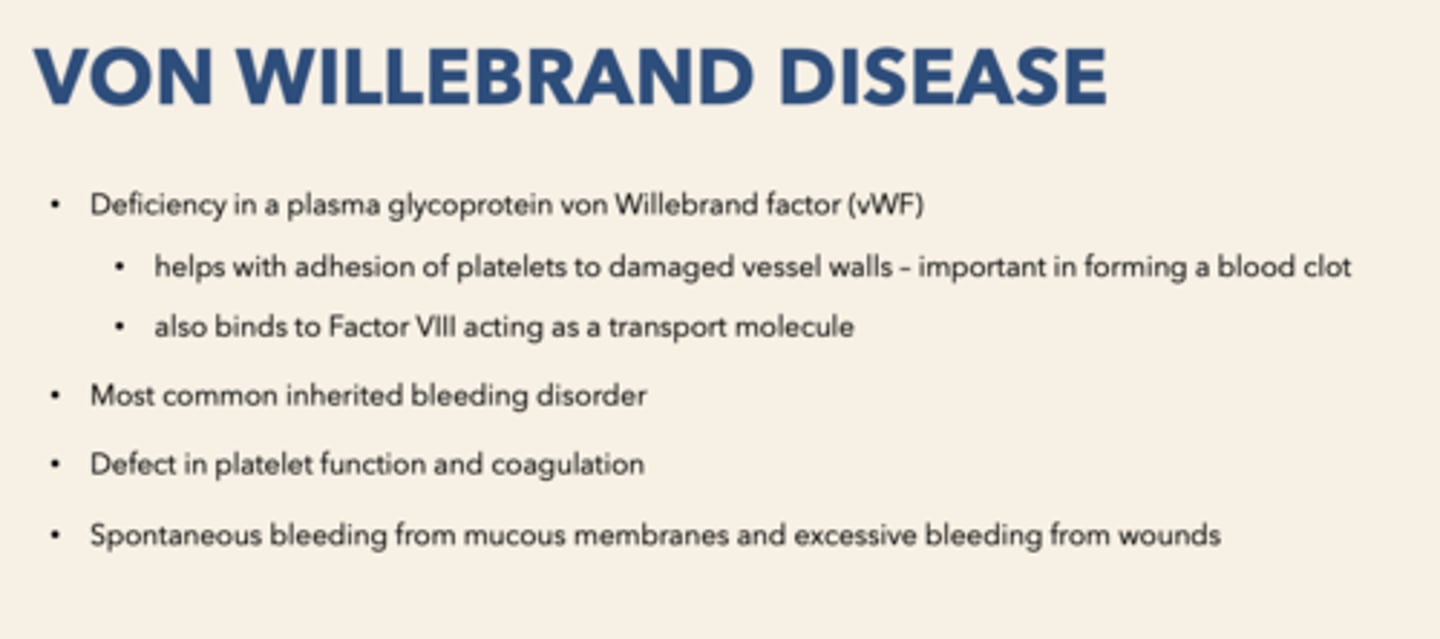 <p>Von Willebrand Disease</p>