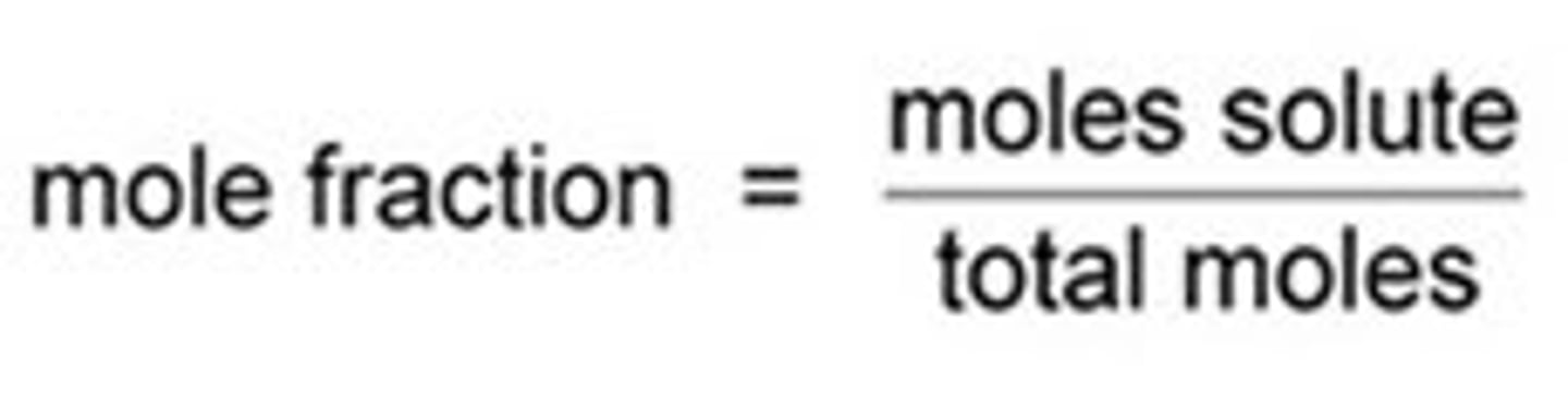 <p>moles of solute/ total moles present</p><p>(mol/mol)</p>