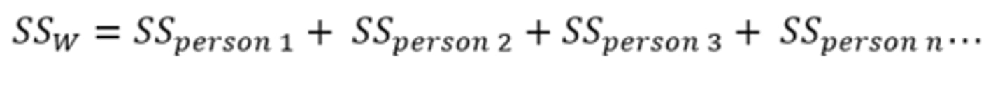 <p>It exists as we've manipulated our independent variable within the person, not between people</p><p>We need to calculate individual sums of squares and add these up to get SS_W</p>