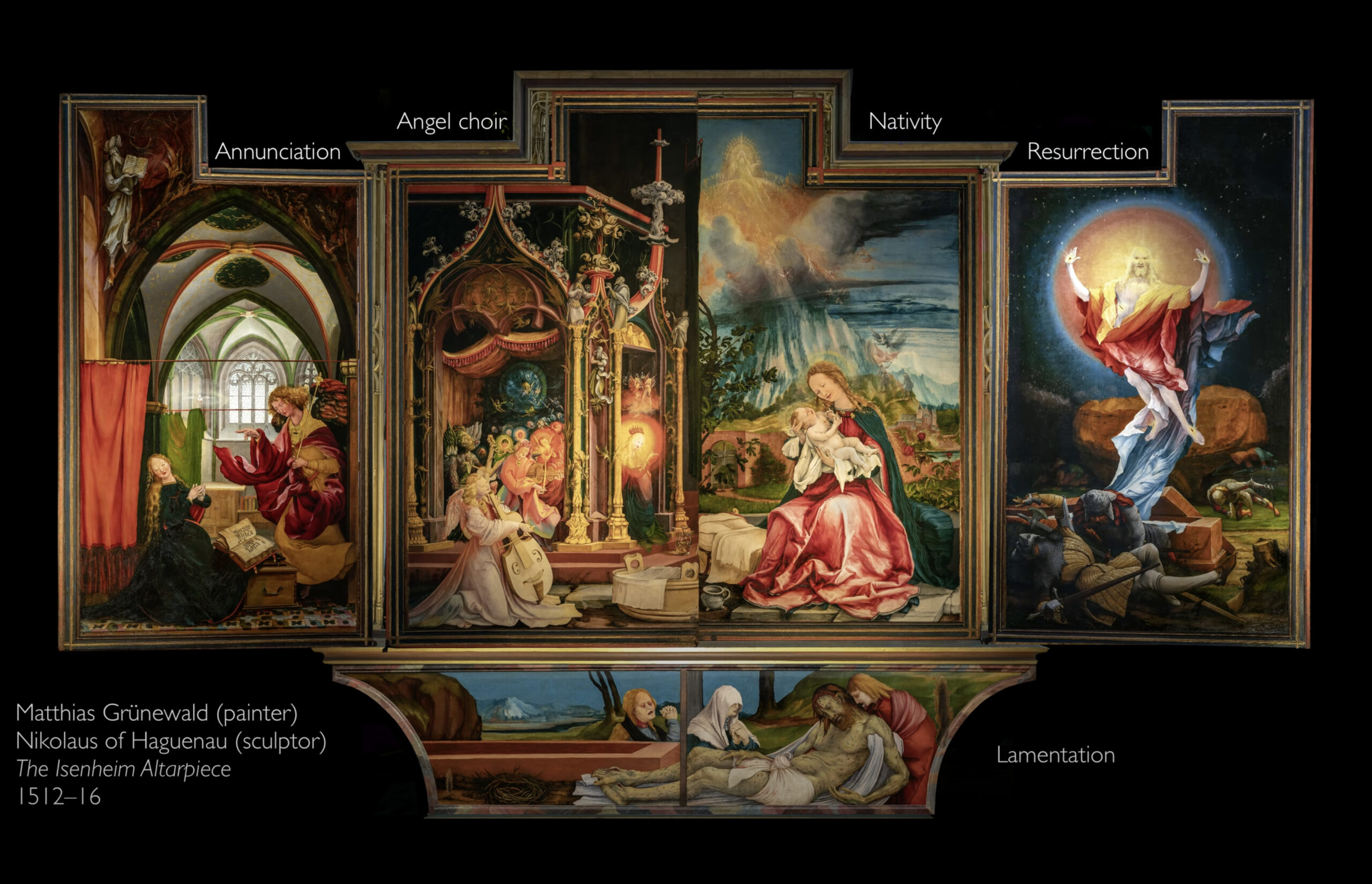 <p>Matthias Grünewald, 1512-1516, oil on wood, Northern Renaissance </p>