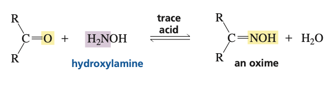 <p>hydroxylamine (<span>H2NOH) and trace acid</span></p>