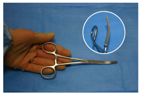 <p>Nickname: Curved Kelly</p><p>Use: Grasps tissue, clamp vessels</p><p>Features: Curved, tapered tip with full length serrations</p>