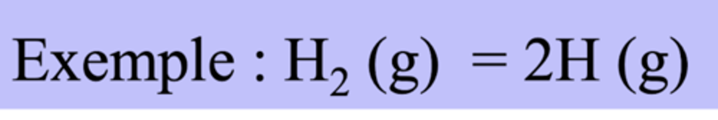 <p>- positive <br>= enthalpie associé à réaction de dissociation de liaison entre A et B, où ces derniers peuvent être des atomes ou groupes d'atomes en phase gaz.</p>