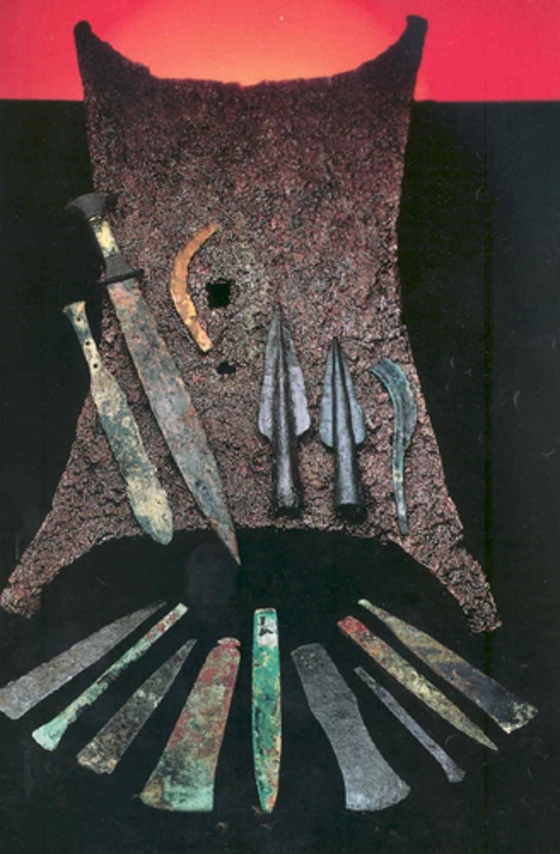 <p>Became more advanced but still with stones, bones, lumber, sinews, bows &amp; arrows.</p>