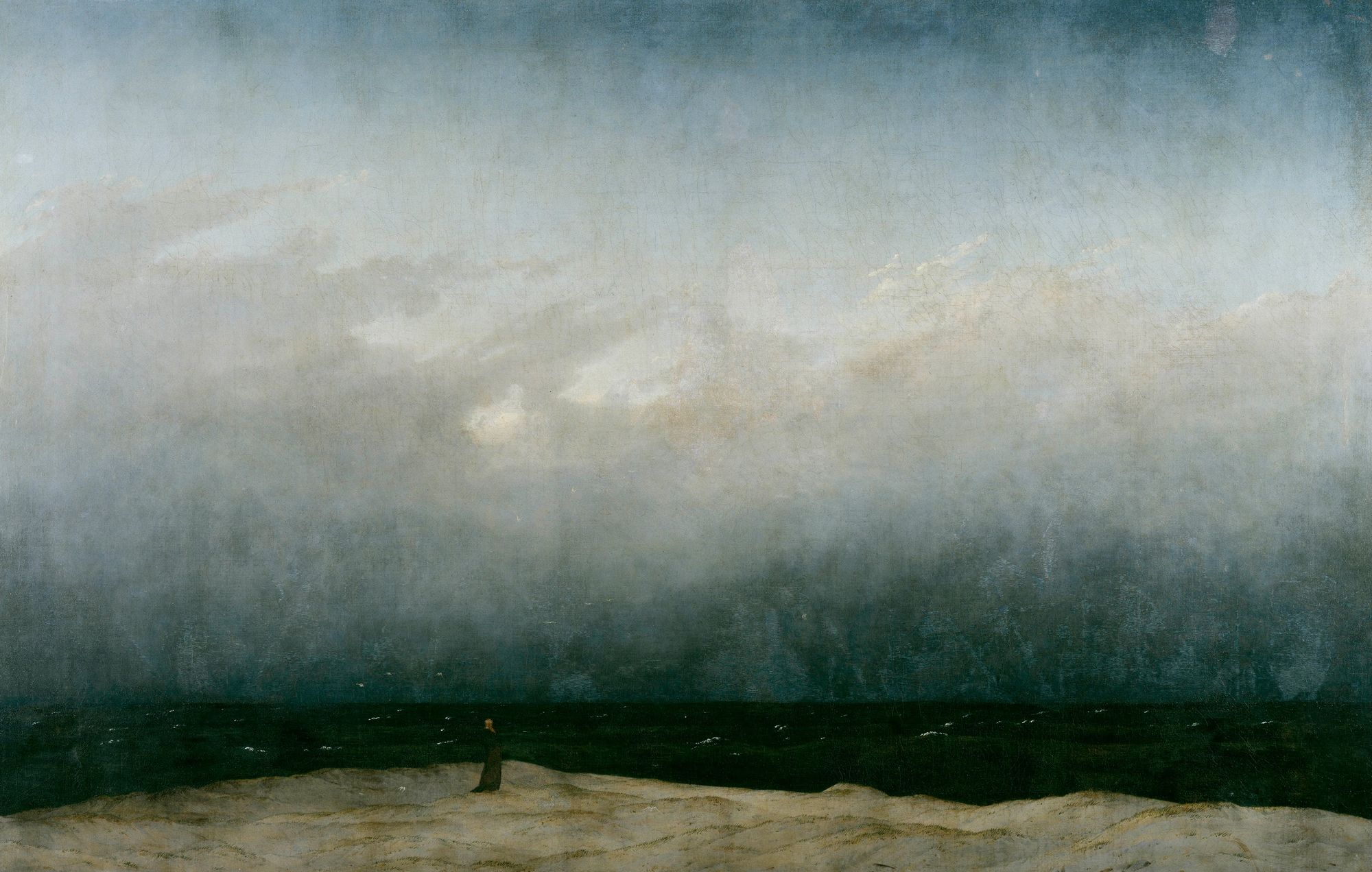 <p><em>Moine au bord de la mer</em></p>