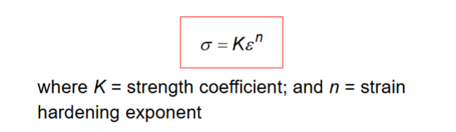 <p>Plastic region of stress-strain curve is primary interest because material is plastically deformed and expressed by the flow curve: </p>