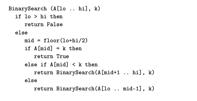 <p>Find &amp; solve out runtime recurrence of binary search</p>