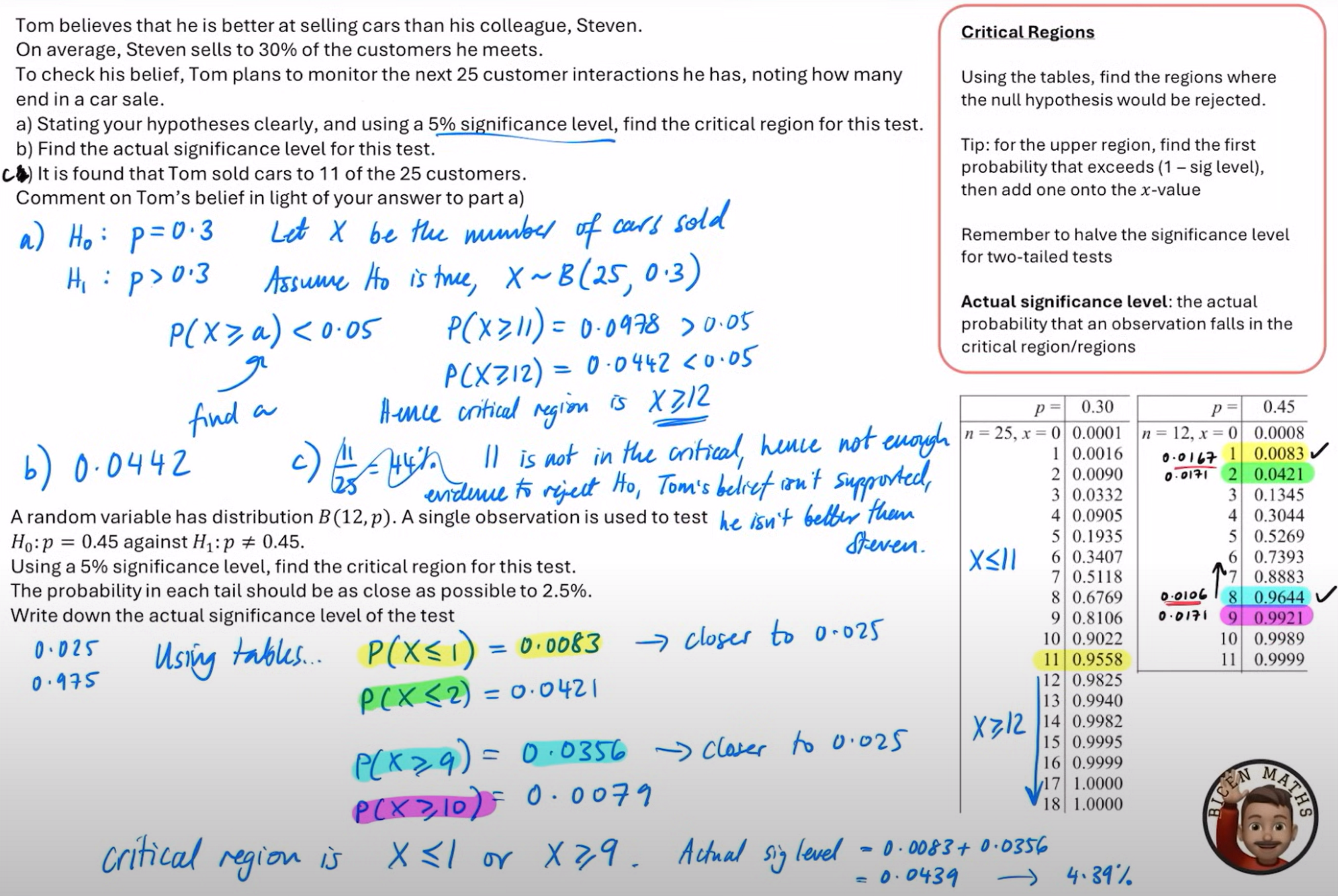 <p>the actual probability that the observation falls in the critical regions (remember that when it is a two tailed test you have to add the two together)</p>