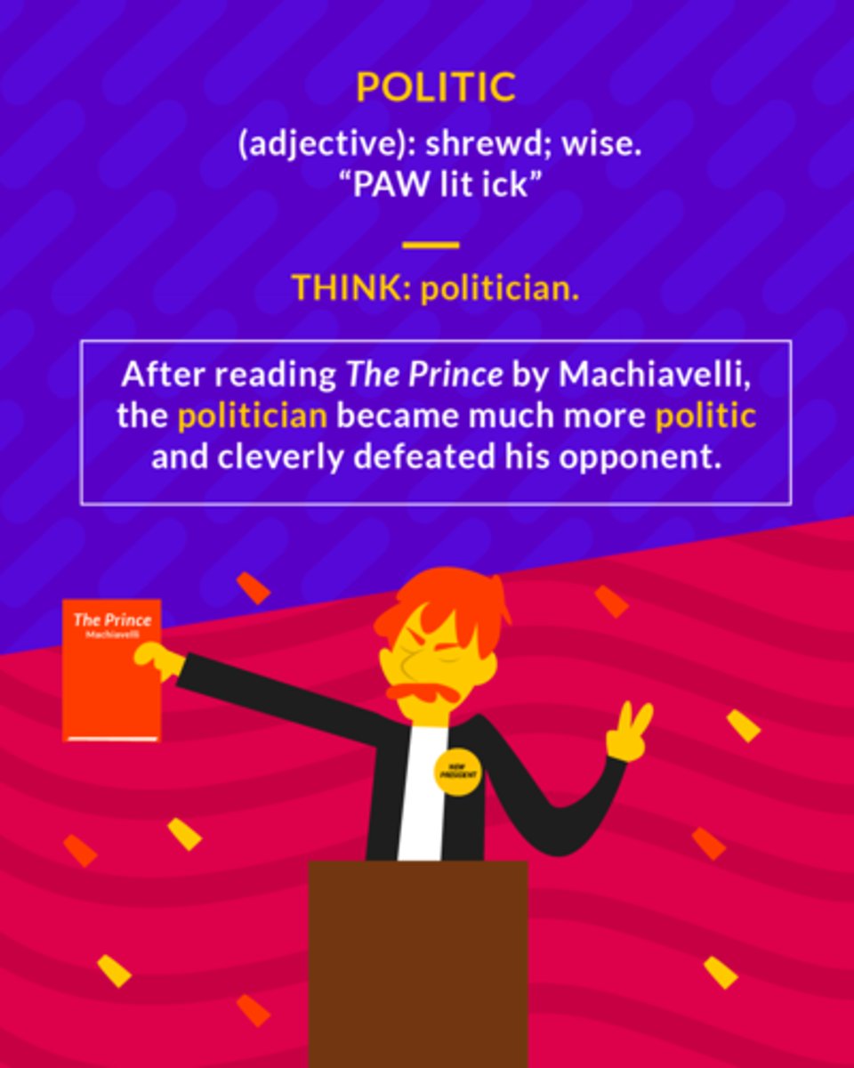 <p>(adj.) prudent, shrewdly conceived and developed; artful, expedient</p>