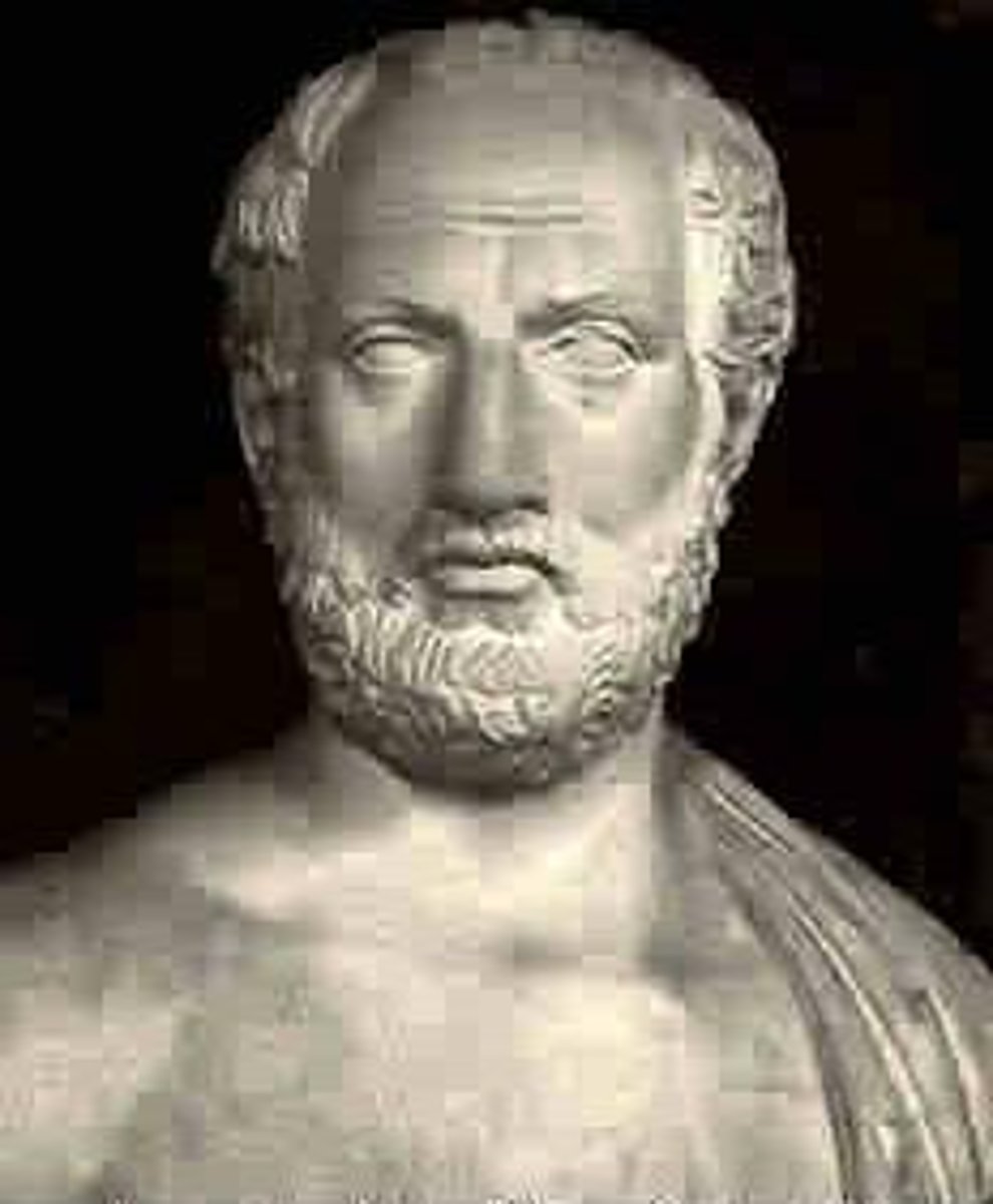 <p>ancient Greek historian who wrote about the  Peloponnesian War (460-395 BC)</p>