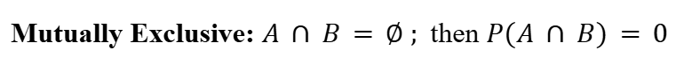 <p><span>In probability, two events are mutually exclusive if only one event can occur at a given time in a particular experiment.</span></p>