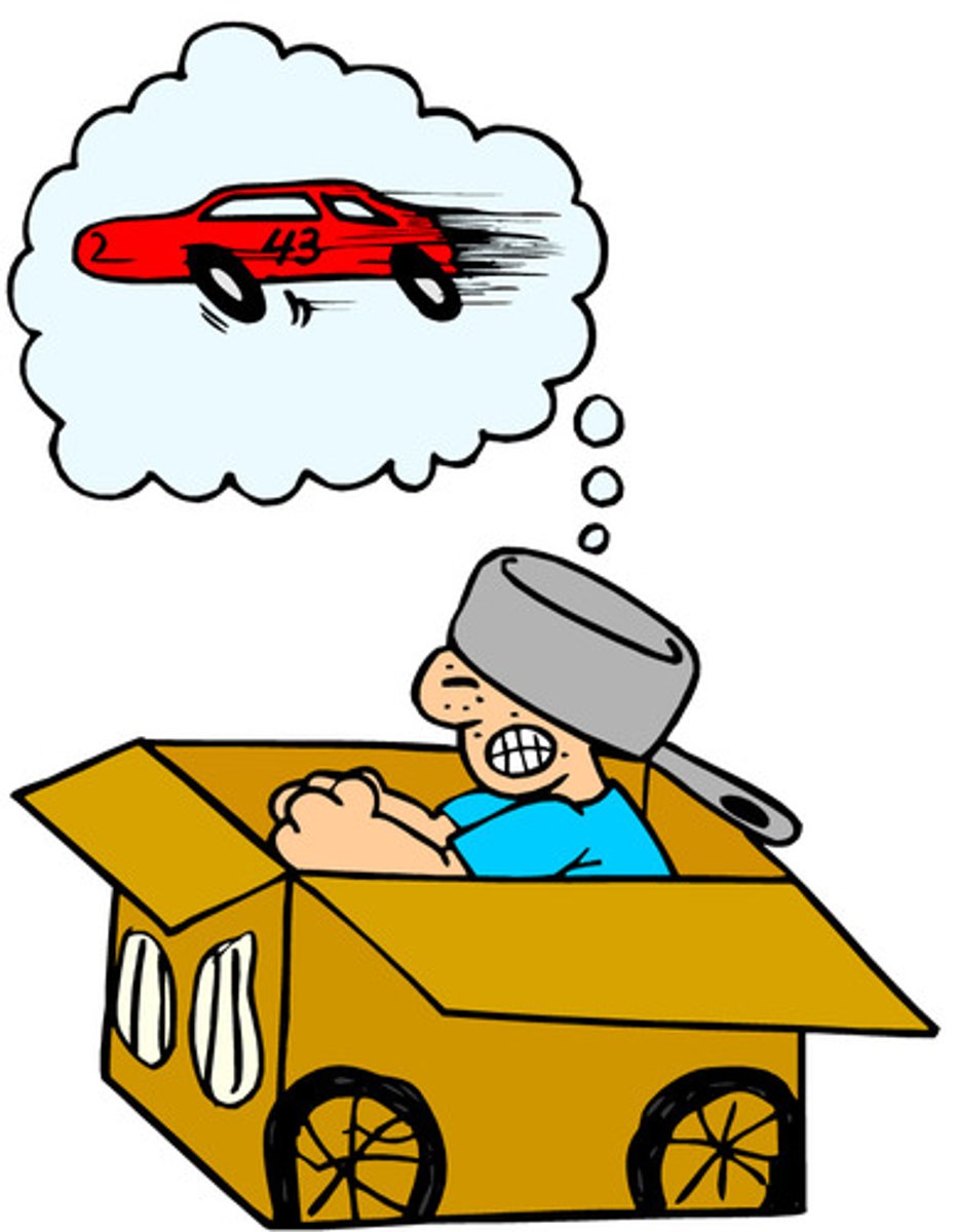 <p>Act like something else is real.</p><p>He ________ed to be in a race car.</p>