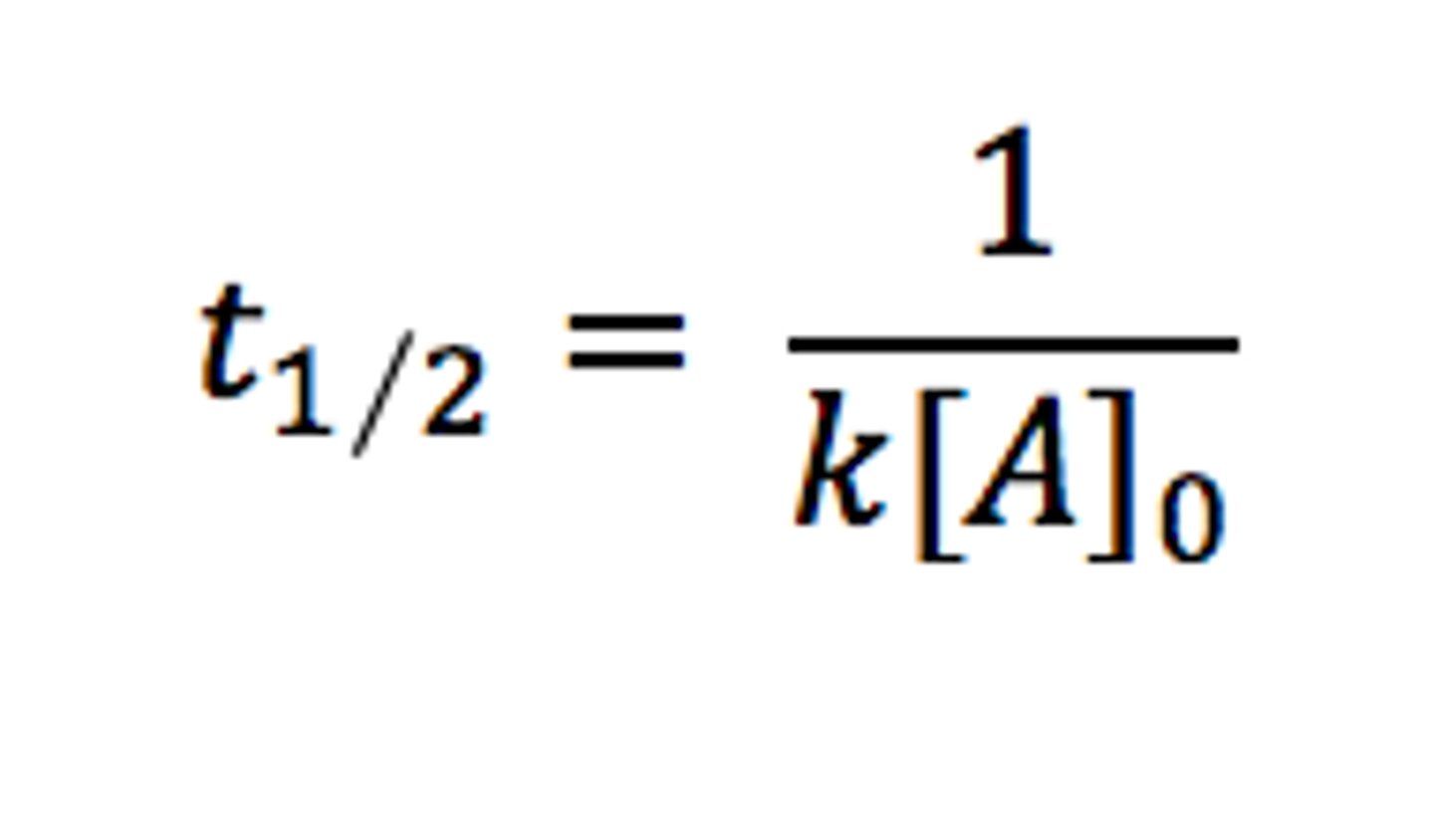 <p>t1/2 = 1 / k[A]0</p>