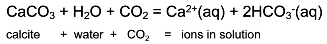<p>Mineral completely dissolves (ex. calcite, gypsum, halite)</p><ul><li><p>Occurs more quickly in acidic water</p></li></ul>