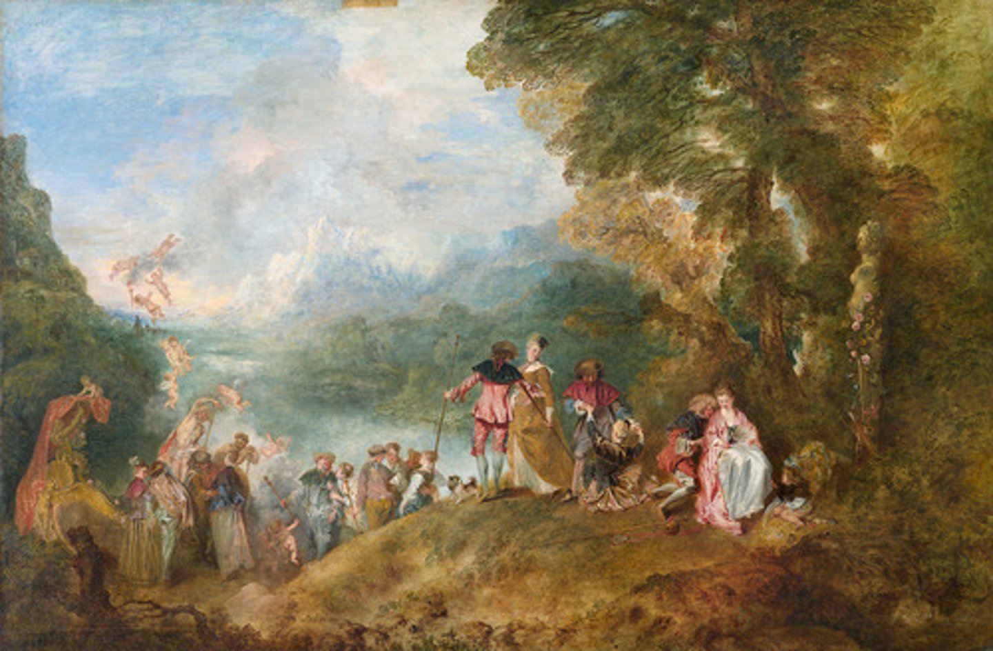 <p>French "amorous festival" a type of Rococo painting depicting the outdoor amusement of French upper-class society</p>