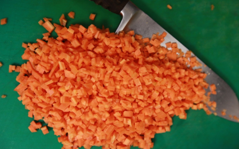 <p>Small dice-like pieces</p>