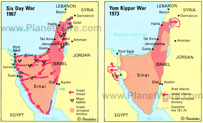 <p>– 1973 war initiated by Egypt and Syria to regain lands lost to Israel in 1967.</p>