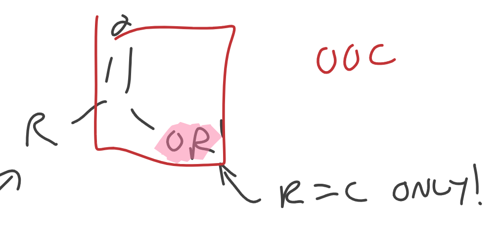 <ul><li><p>R bonded to O can <strong>ONLY</strong> be C</p></li></ul><p></p>