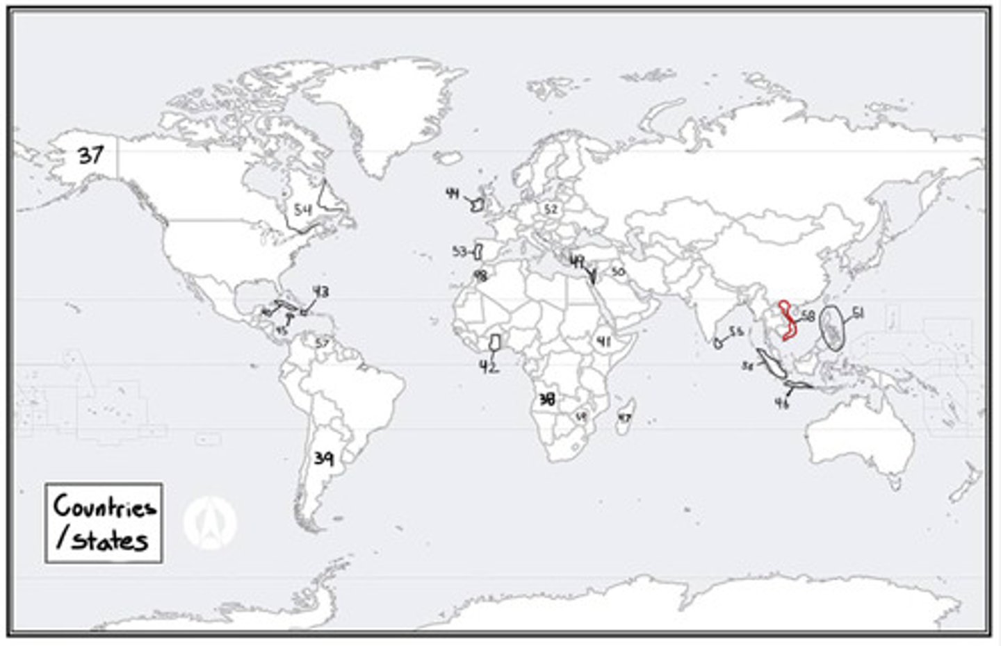 <p>What is #58? (countries/states)</p>