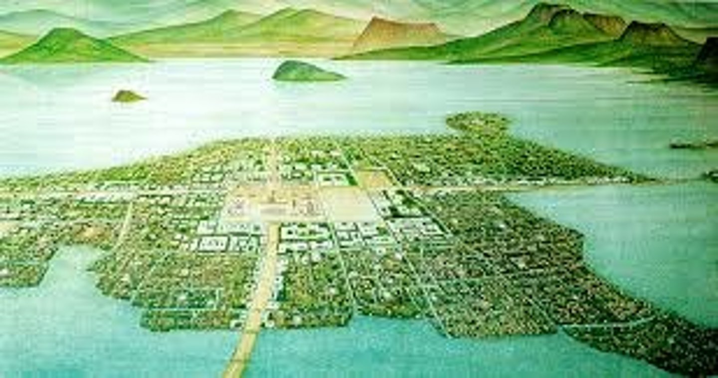 <p>The Aztec capital is the city of ______________ that was built on an island in the middle of a lake.</p>