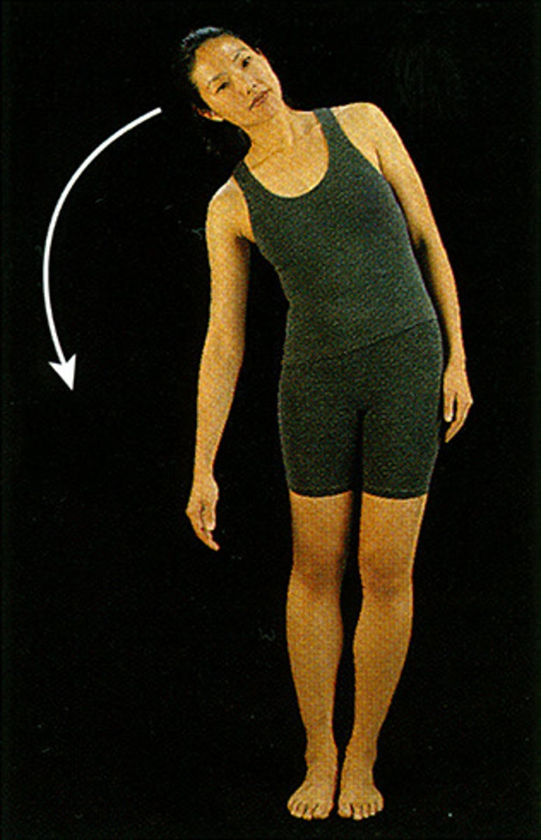 <p>bending of neck/body toward the right or left side</p>