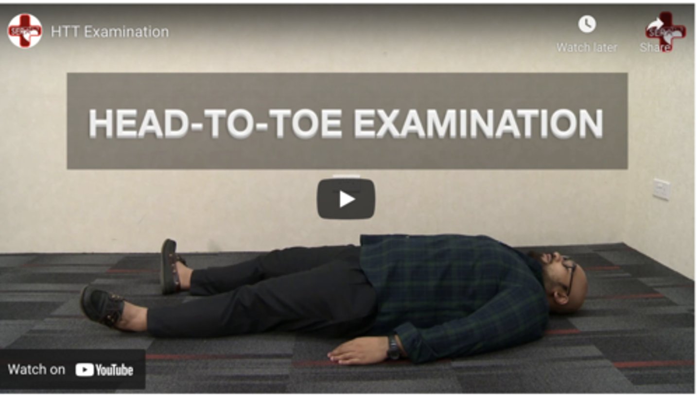 <p>If the victim is breathing or conscious. After the first C in the primary survey,</p>