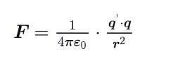 <p><strong>Where</strong> ε₀ = 8.85 × 10⁻¹² C² / (N · m²) is the “<strong>permittivity constant</strong>,” <em>q</em> and <em>q′</em> are the <strong>charges of the two particles</strong>, and <em>r</em> is the <strong>distance separating the particles</strong>.</p>