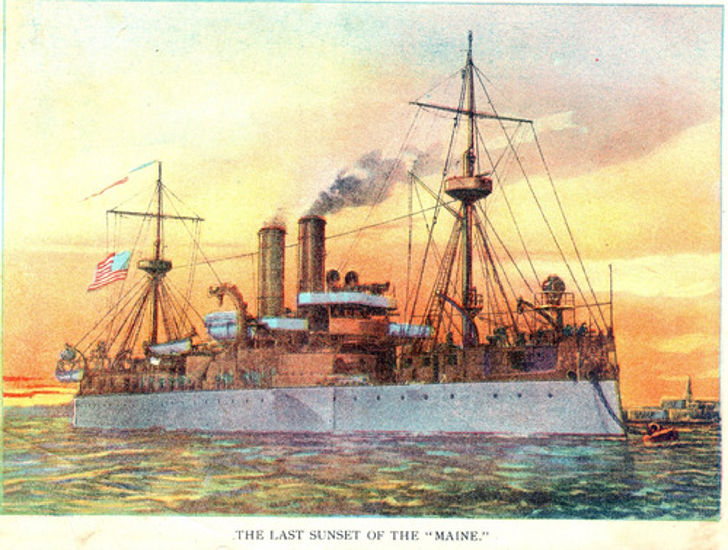 <p>The battleship sent to Havana to protect Americans and their property; an explosion sank it; killing 260 men. Newspapers said the ship was blown up by Spain and it became a call for war.</p>
