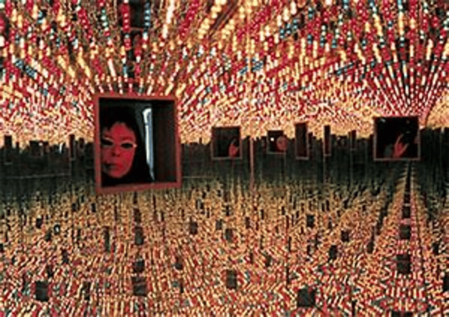 <p>Title: Infinity Mirror Room - Love Forever</p><p>Time: 1960s.</p><p>Known for:</p><ul><li><p>Minimalist tendencies as an artist</p></li><li><p>explore themes of <strong>infinity, repetition</strong>, and <strong>self-obliteration</strong>, reflecting her personal struggles with <strong>mental health</strong> and <strong>obsessive patterns</strong>.</p></li></ul><p></p>