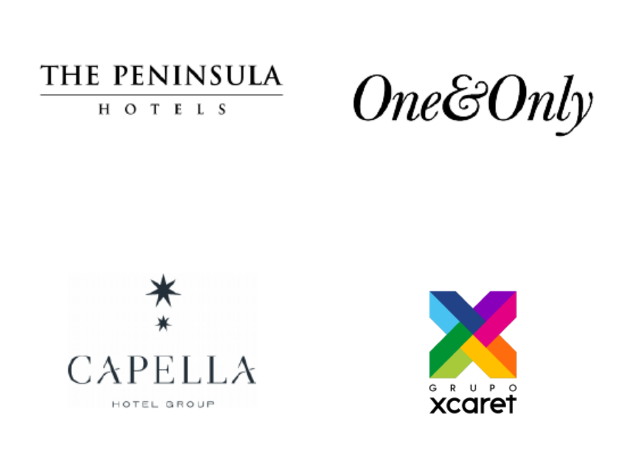* The Peninsula Hotels
* One&Only Resorts
* Capella Hotel Group
* Grupo Xcaret