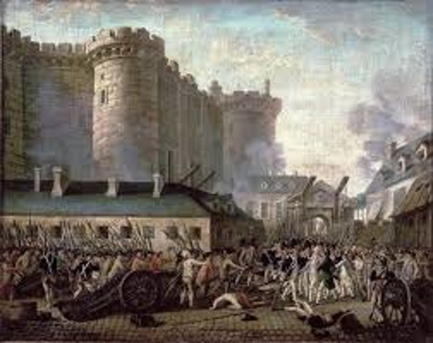 <p>political and social uprising (1789-1799) that overthrew the monarchy and led to radical changes, starting with the storming of the Bastille.</p>