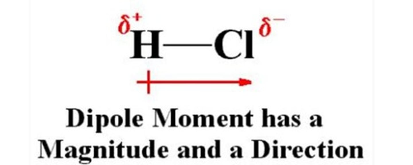 <p>a dipole moment due to unequal sharing of electrons between different atoms.</p>