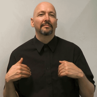 <p>bent&nbsp;“b” handshape, swipe up once</p>